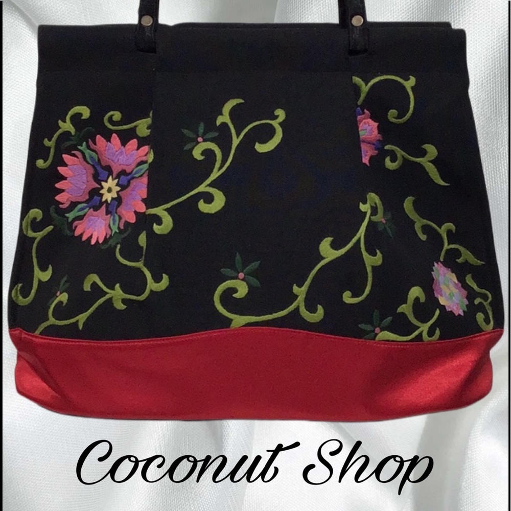 Coconut Shop Embroidered Shoulder Bag, Made in Viet‎ Nam
